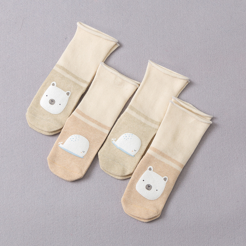 Creative Color Cotton Autumn and Winter Children Stockings Four Seasons Socks Infant Non-Slip Toddler Room Socks High Tube Clearance