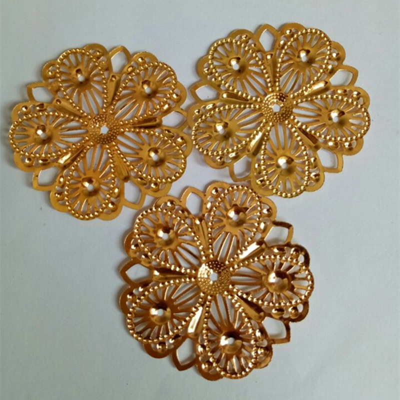 diy饰品配件 古装头饰材料 金色镂空铁片铁花片