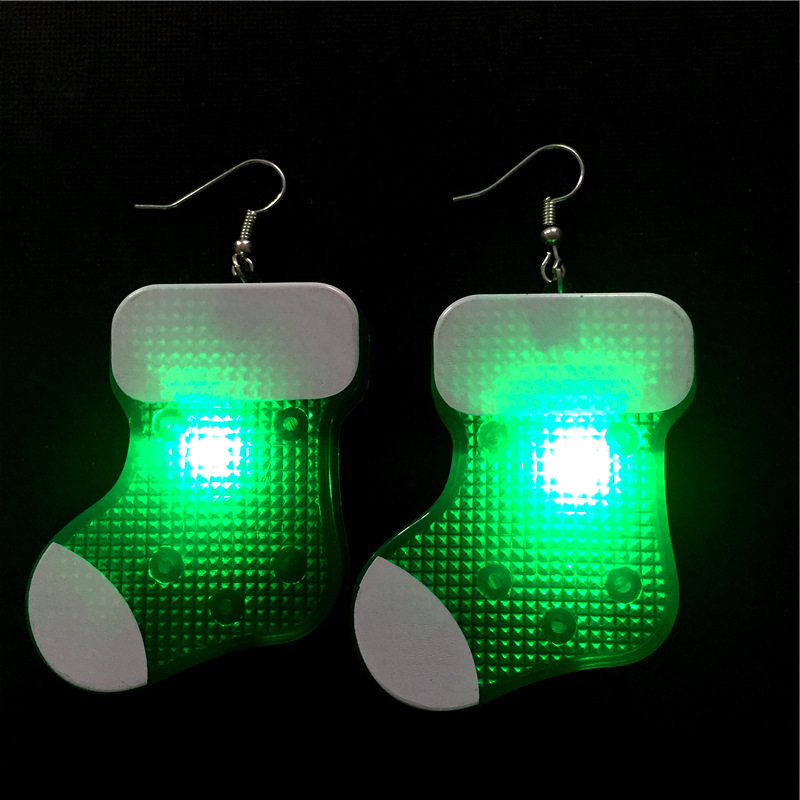 圣诞节饰品 led发光袜子耳环 欧美创意耳饰 个性小礼品【环保】