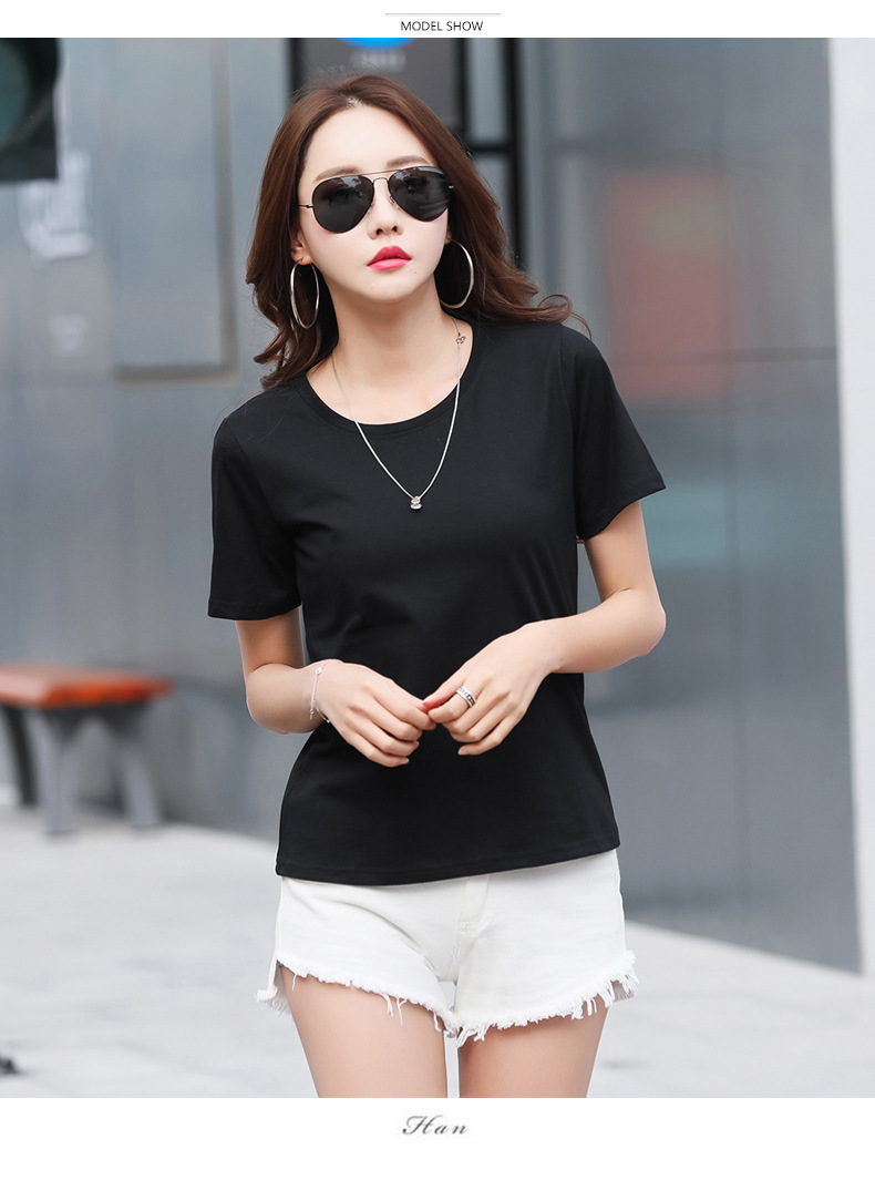 纯棉短袖t恤女2018夏爆款女装上衣宽松显瘦加大码打底衫一件代发