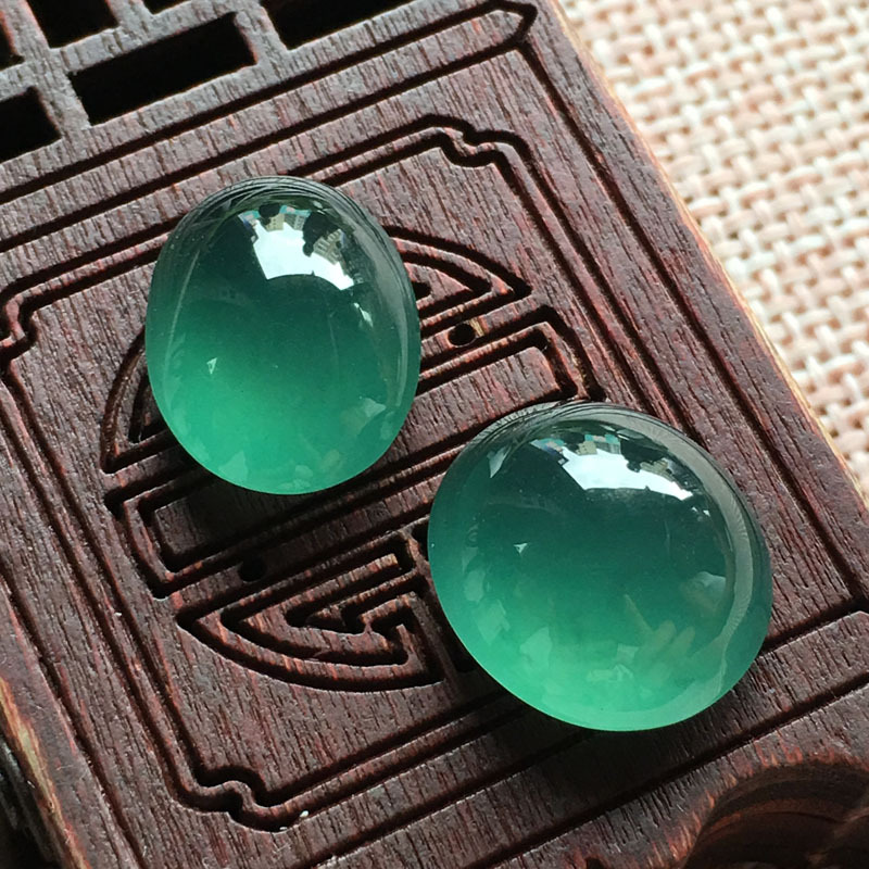 傅小姐翡翠 老蓝水蛋面 老坑 冰透 冰透 镶嵌