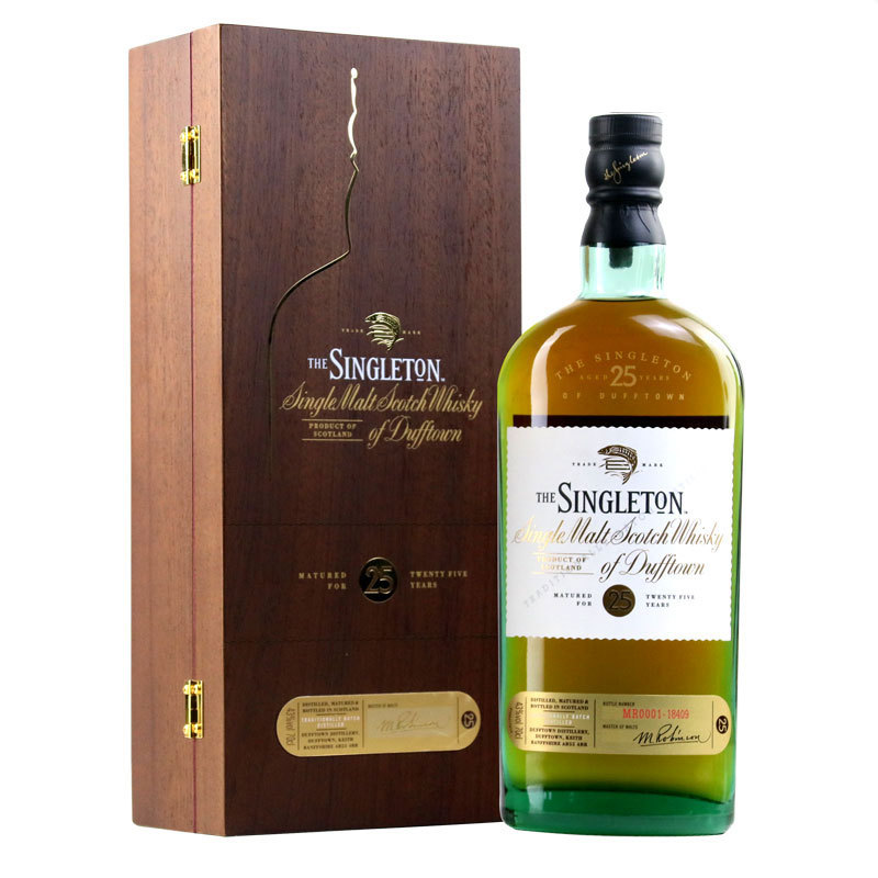 进口洋酒singleton 苏格登达夫镇25年单一麦芽苏格兰威士忌 木盒