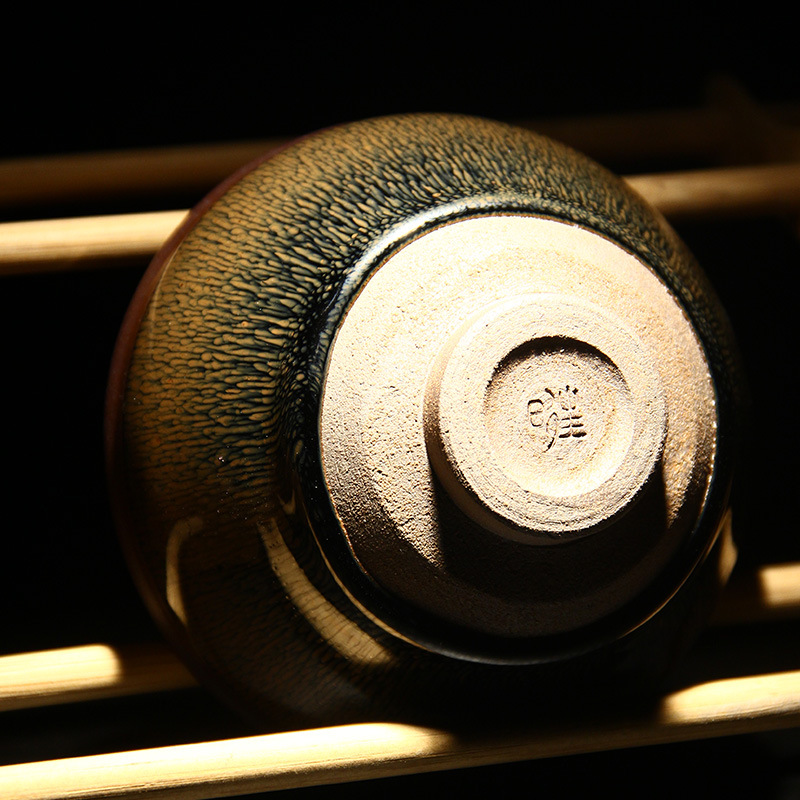 建阳叶礼旺建盏9cm口径兔毫束口盏天目茶碗主人杯