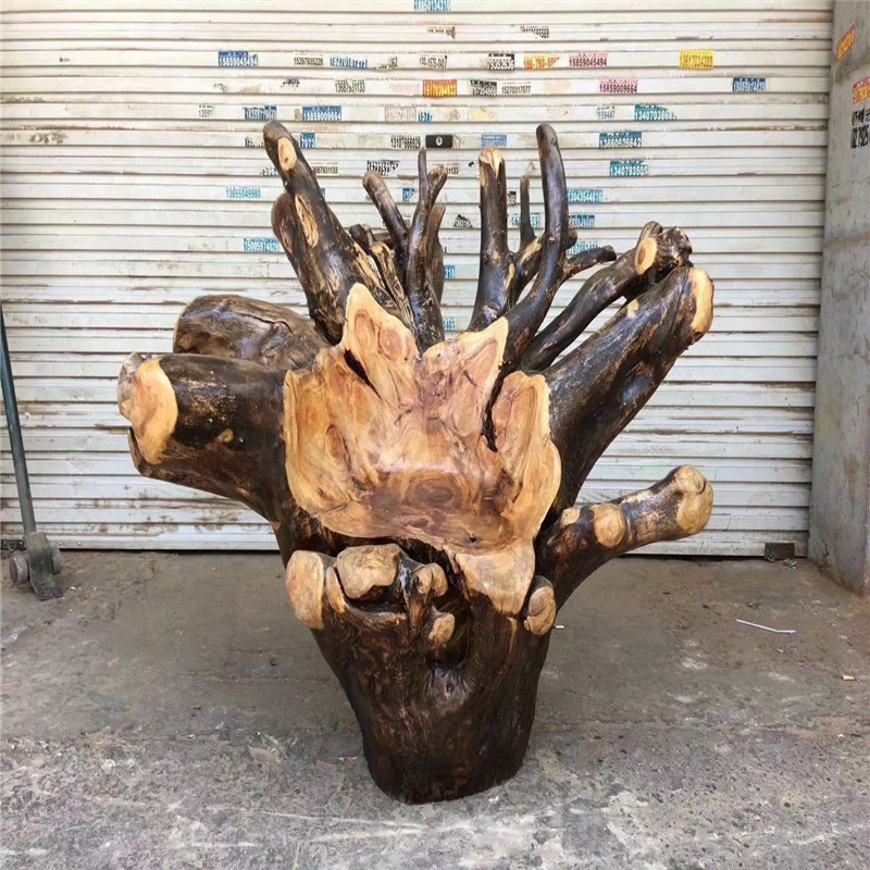 香樟木原木主人位实木树根根雕椅子 凳子 崖柏靠背椅主人椅定制