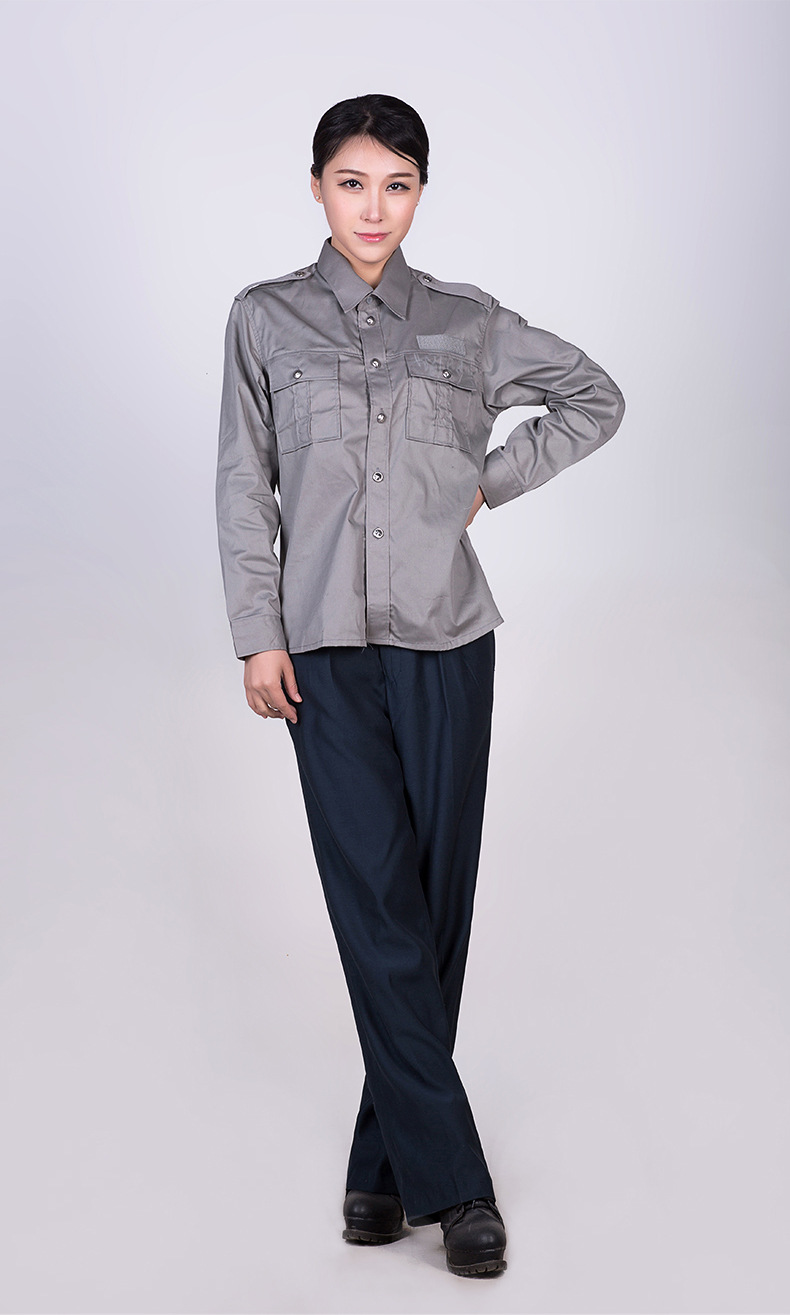厂家批发2011式保安夏季制服 高支棉灰色新款保安服长袖衬衣