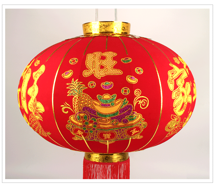 大红灯笼植绒聚宝盆过年用品春节新年装饰中式广告绒布红灯笼批发
