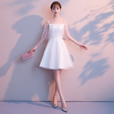 白色派对小晚礼服女2019新款生日聚会伴娘连衣裙短款洋装名媛春季
