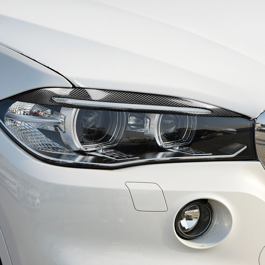 适用2014-2017宝马新x5 f15碳纤维大灯罩灯眉汽车外饰改装配件贴