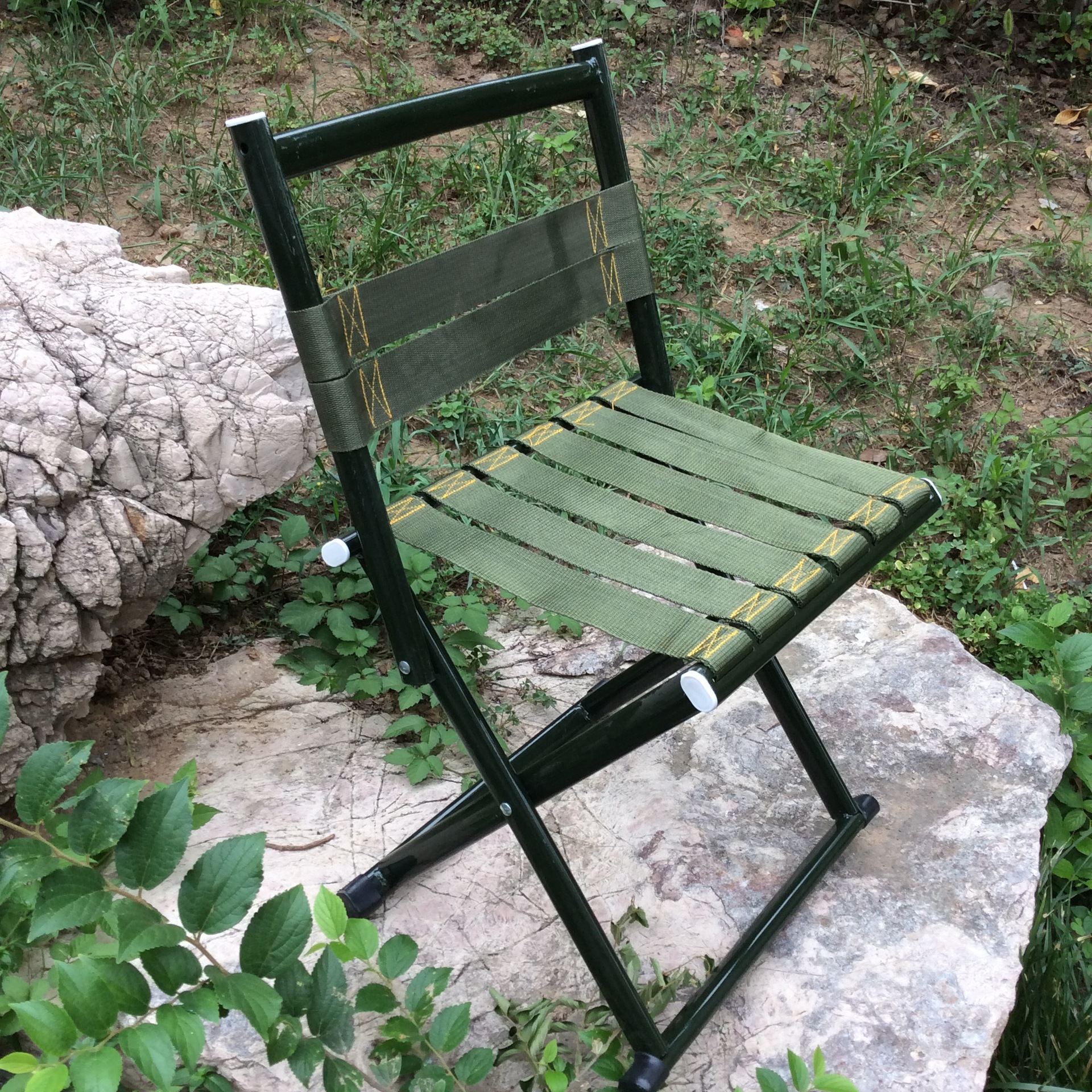 折叠圆管马扎新款便携式靠背军工马扎子钓鱼凳子户外火车小板凳