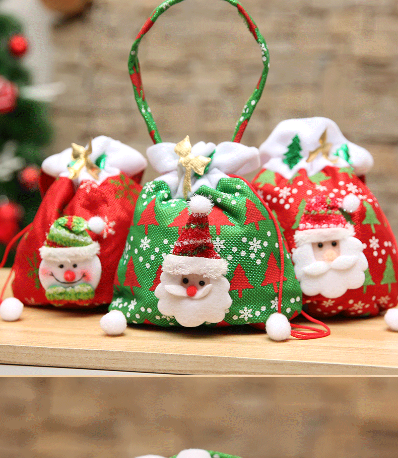 圣诞节礼物袋 印图案圣诞礼物背袋 老人礼物袋 圣诞节装礼物布袋