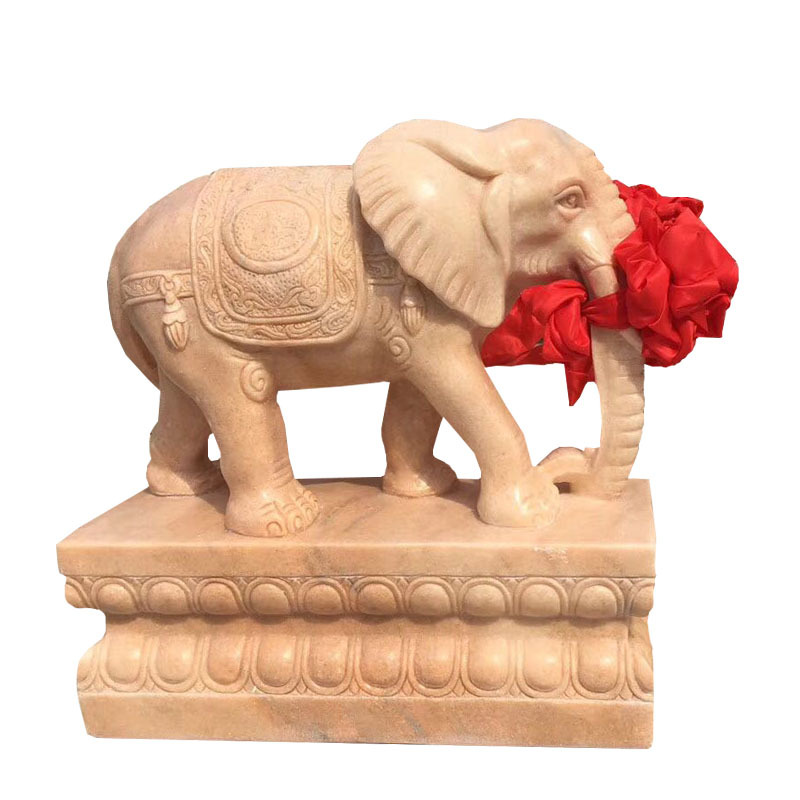 石雕汉白玉大象工艺品雕刻吉祥如意青石象酒店别墅门口摆件