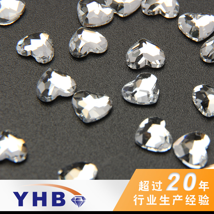 Factory Wholesale Fancy Shape Diamonds Heart-Shaped Flat Peach Heart Glass Hot Drilling 6mm Nail Art Home Textile Imitation Czech Fancy Shape Diamonds