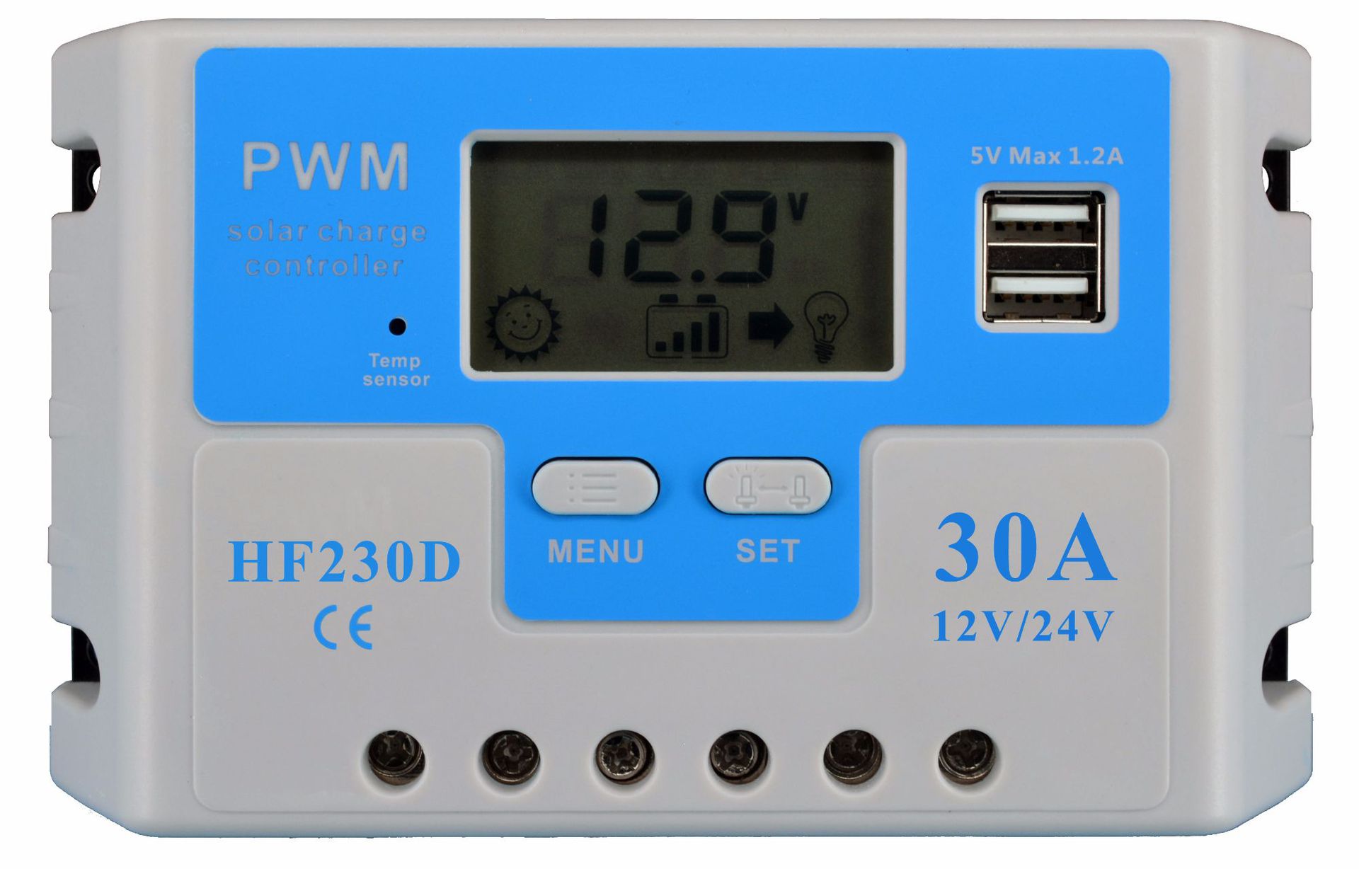 新款太阳能控制器30a 12v24v自动识别 不带电流参数显示 hf230d