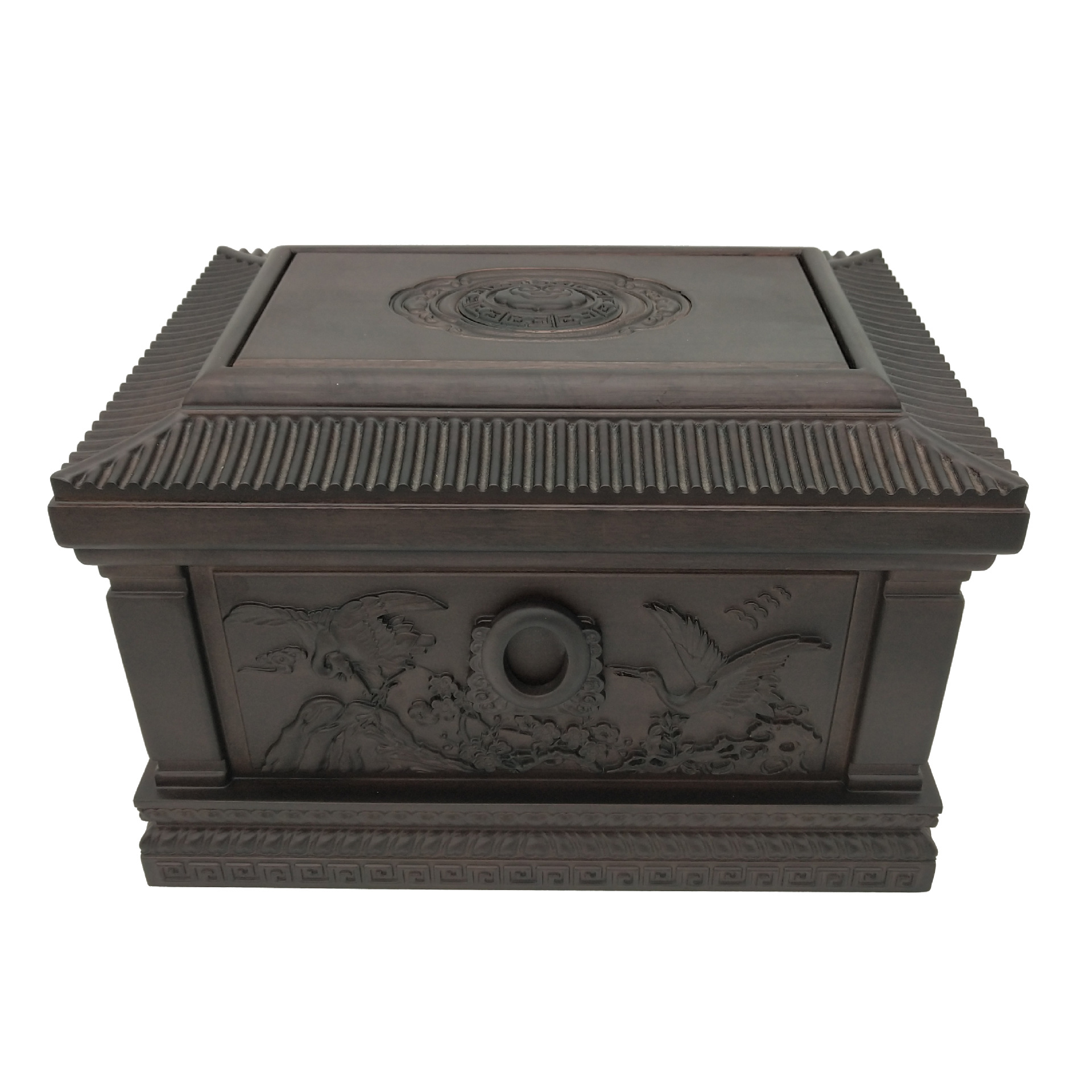 殡葬丧葬用品实木精雕骨灰盒寿盒紫檀木黄花梨金丝楠柏木松鹤朝阳