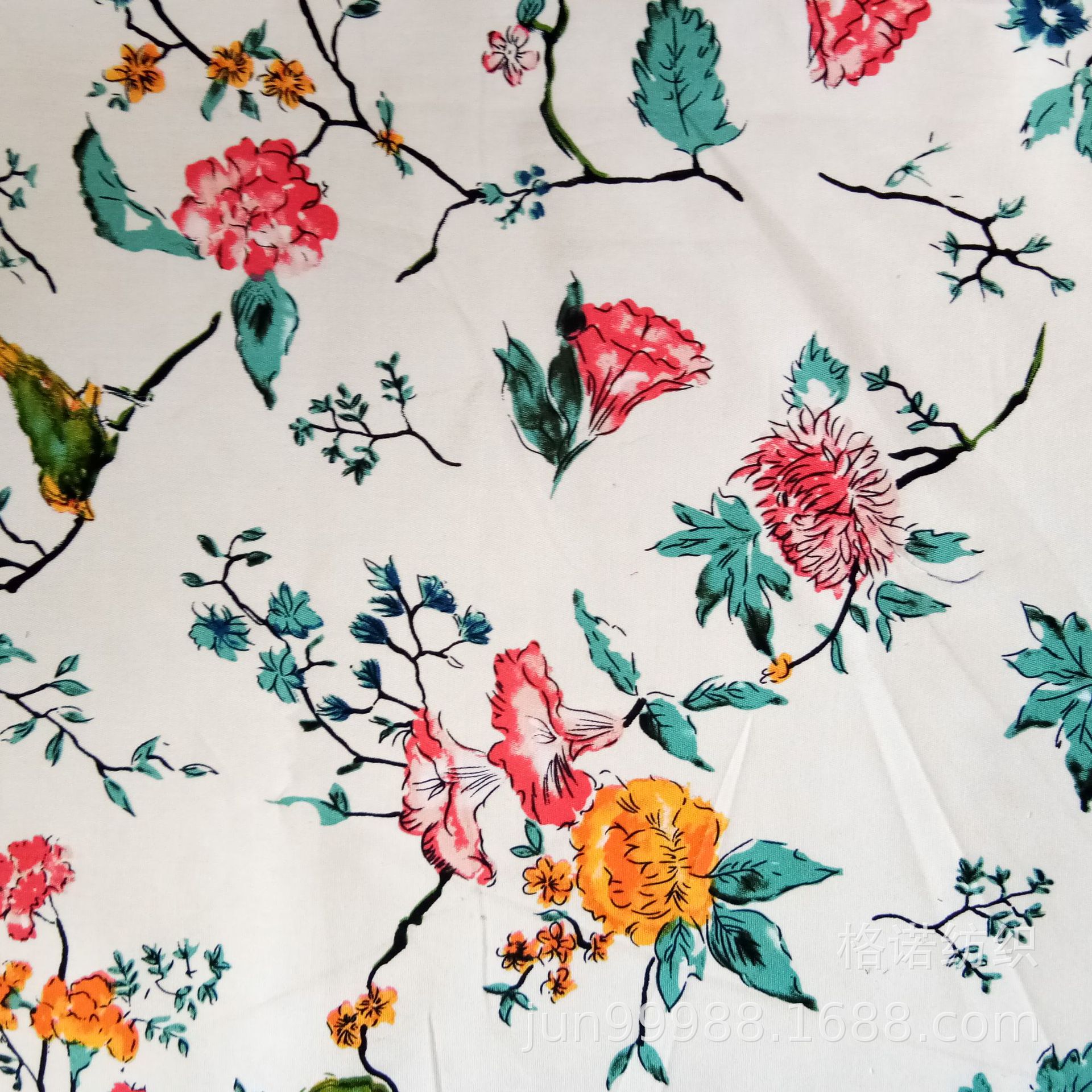 a69046 棉弹力印花布 圆点小碎花布料 服装童装面料现货批发可订