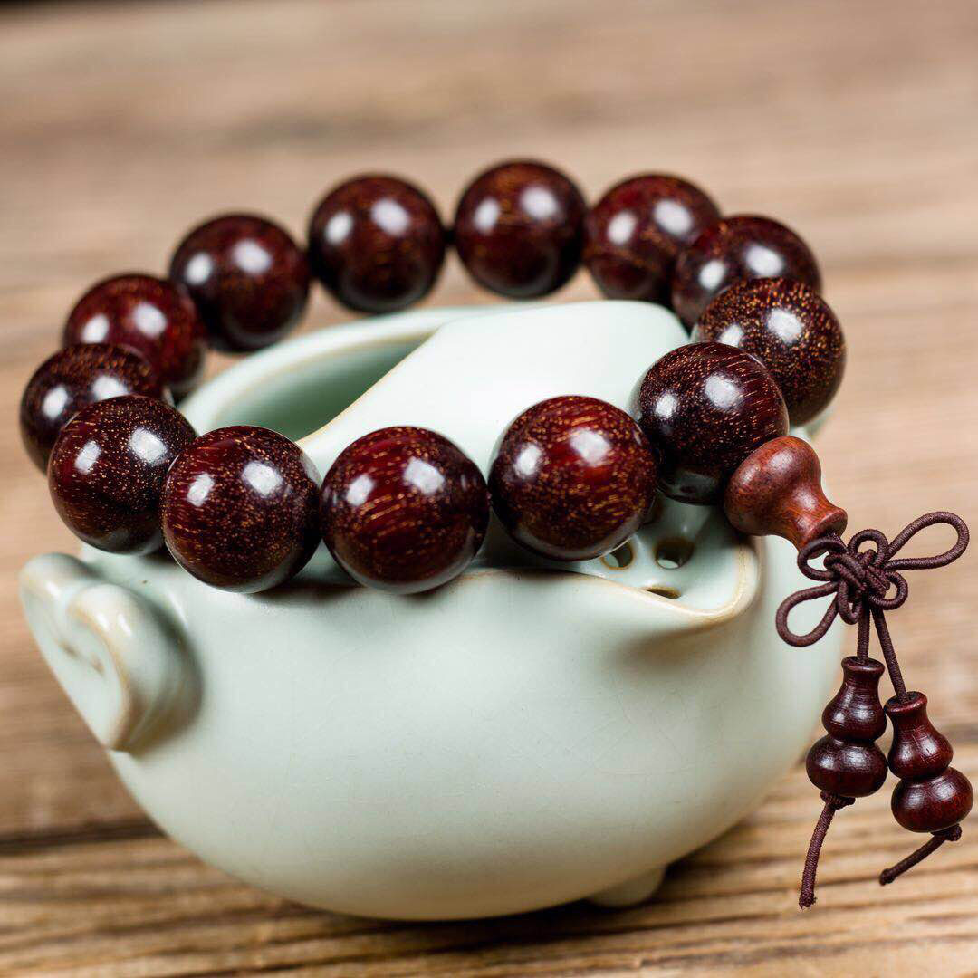 非洲小叶紫檀老料108手串 血檀高油密满金星2.0沉水男女佛珠手串