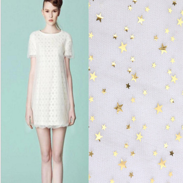 热卖40d五角星网布亮片 服装网纱面料童装网纱 六角网布洒金冲片