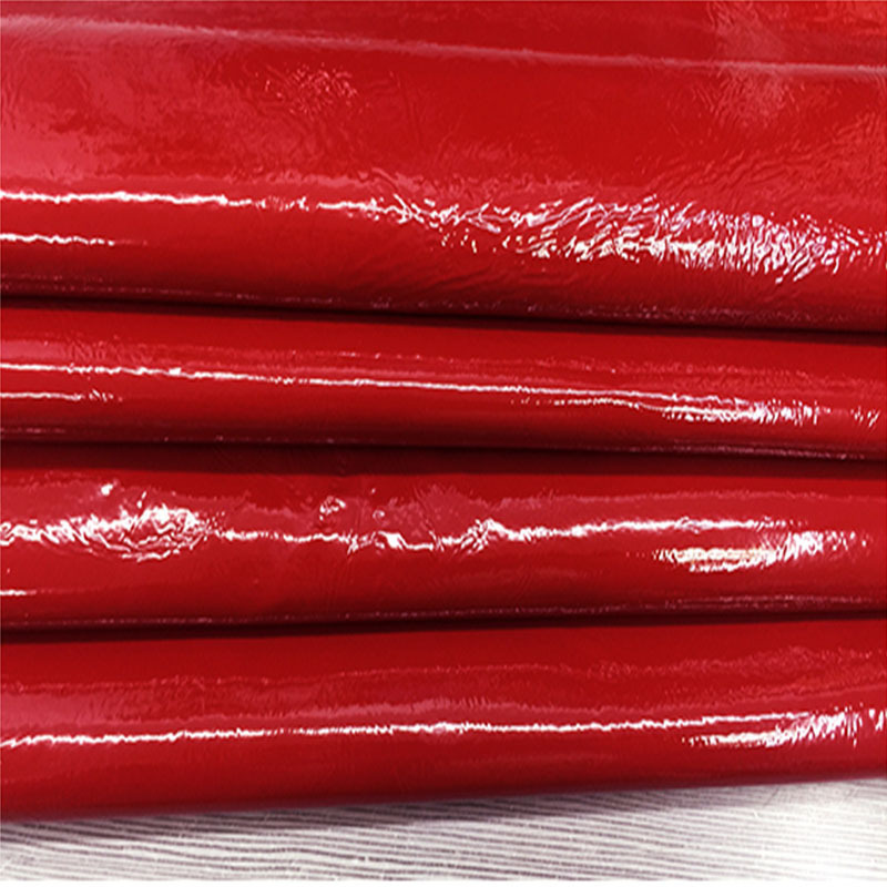 【未然海皮业】红色绵羊皮漆皮覆膜漆皱漆真皮服装箱包鞋靴专用