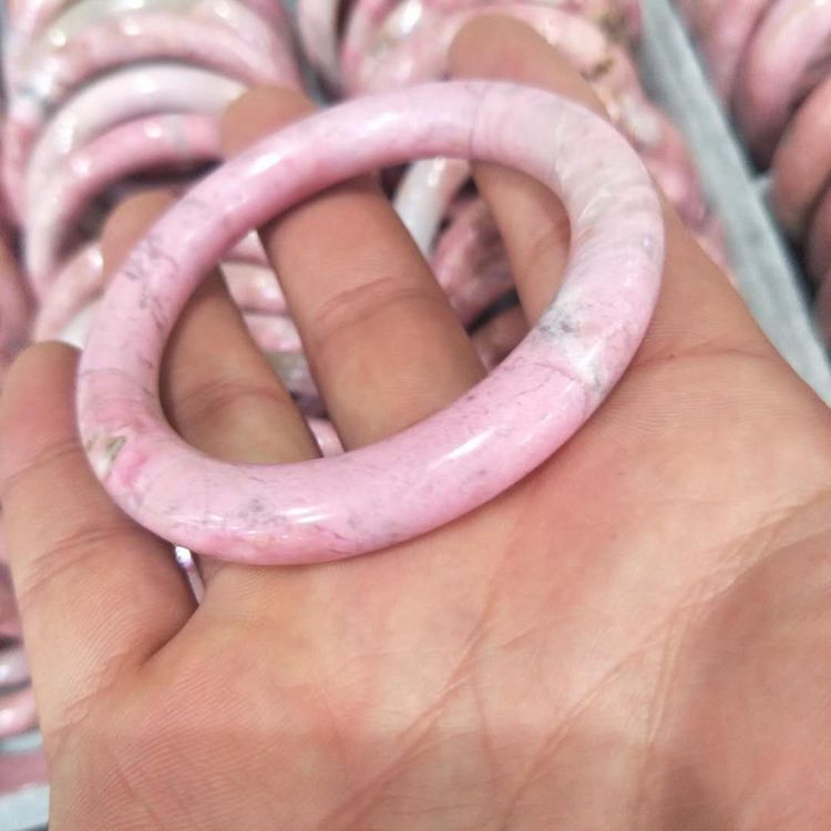 厂家批发天然玉镯 桃花玉 玫瑰石手镯 时尚女款正品蔷薇辉石镯子