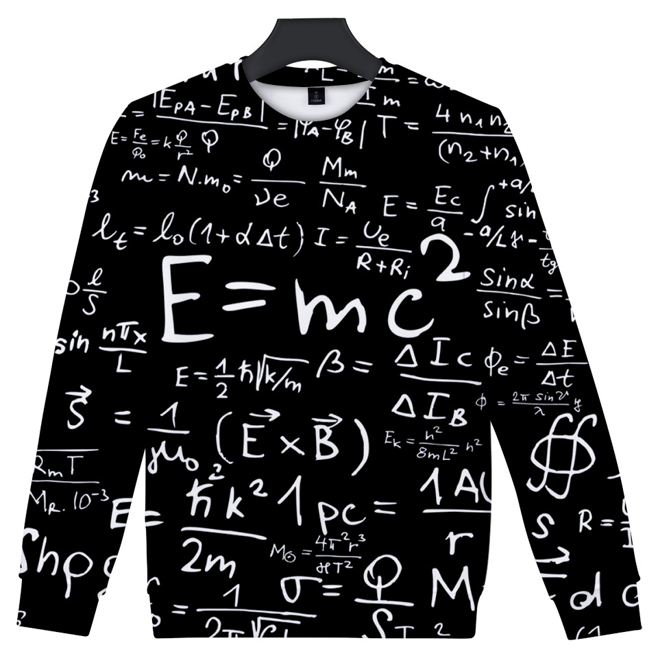 时尚新品 3d卫衣 e=mc2 简约风 数码印花套头圆领上衣 hoodies