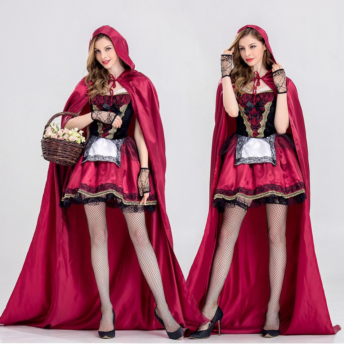2018年万圣节新款欧美童话故事小红帽服装化妆舞会主题派对服装