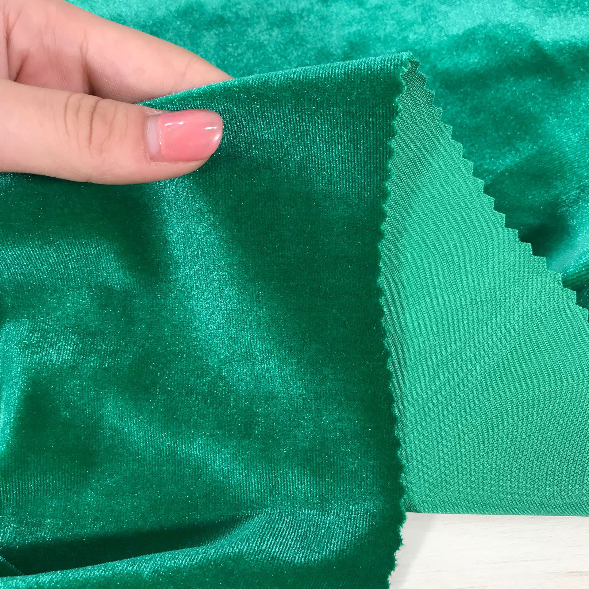 丝绒面料 50d秋冬植绒运动服棉衣面料 弹力加厚韩国绒