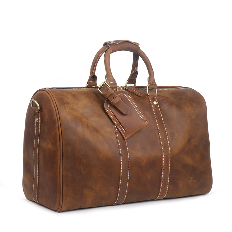 New Men's Leather Handbag Cowhide Travel Bag Men's Large Capacity Fitness Bag Luggage Bag Shoulder Messenger Bag