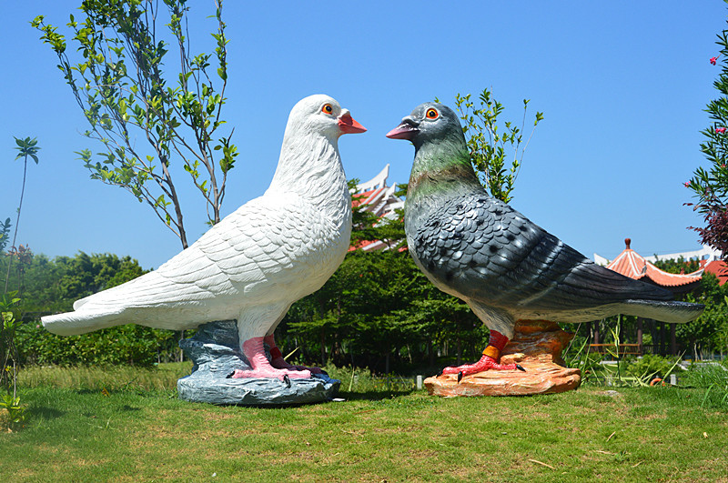 玻璃钢大号鸽子摆件景观雕塑商场装饰游乐场房地产工艺品动物模型
