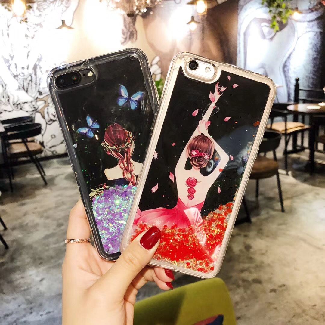 oppor11s苹果x礼服6s女神背影vivox20流沙i8手机壳7plus黑底透边