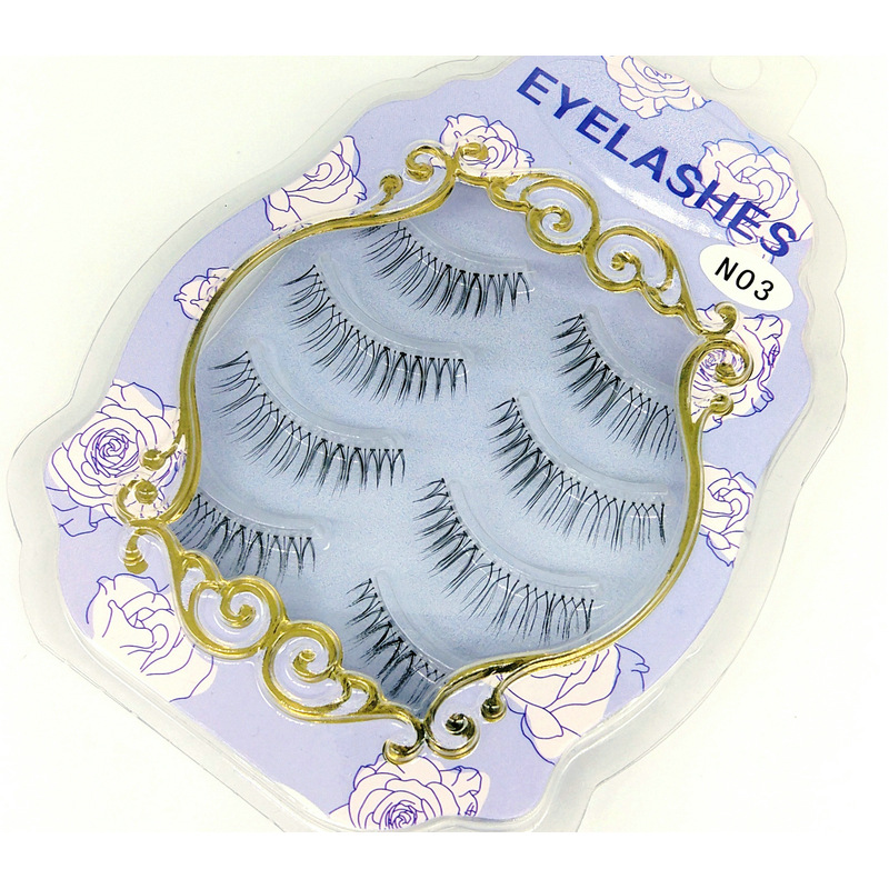 Japanese Handmade Sharpened Eyelash N03 Natural Realistic Short Sheer Root 4 Double Pairs of False Eyelashes Factory Wholesale