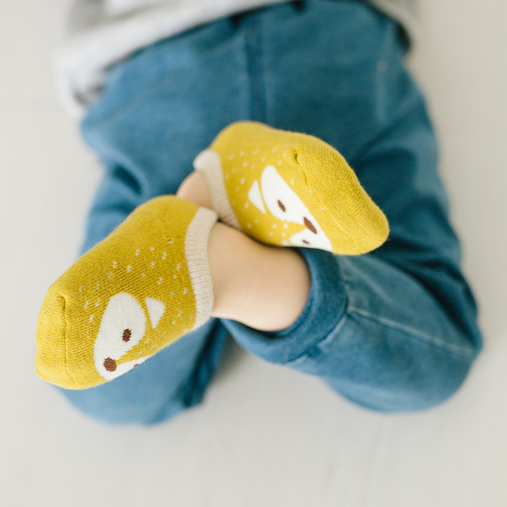 儿童地板袜宝宝袜套棉袜毛圈加厚卡通狐狸袜子秋冬防滑点胶