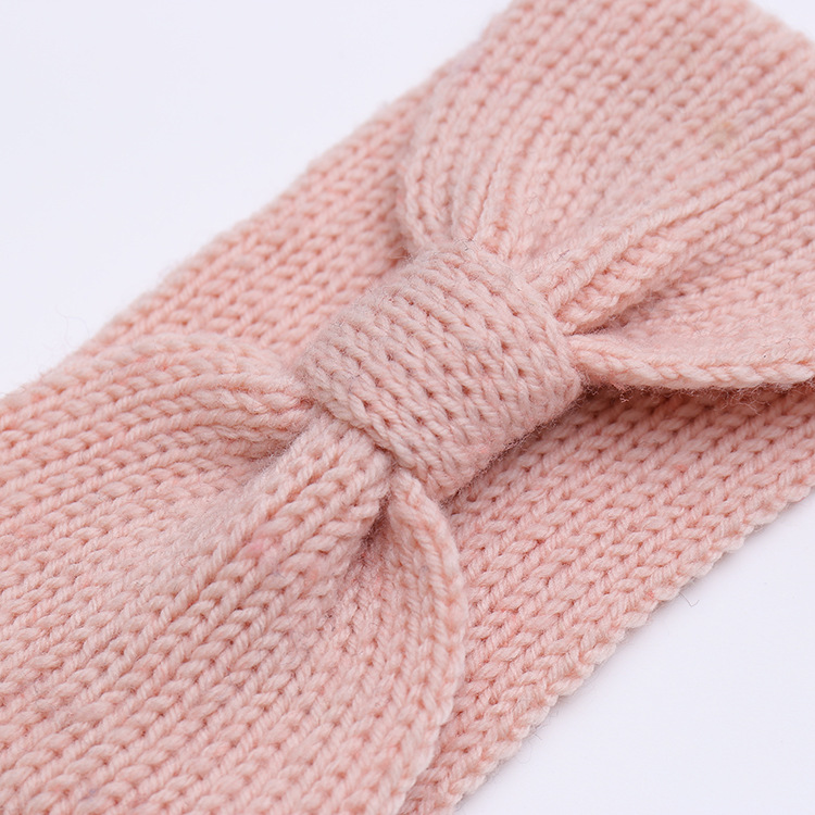 Factory Direct Sales New European and American Knitted Wool Hair Band Flat Needle Big Bow Women's Outing Headband