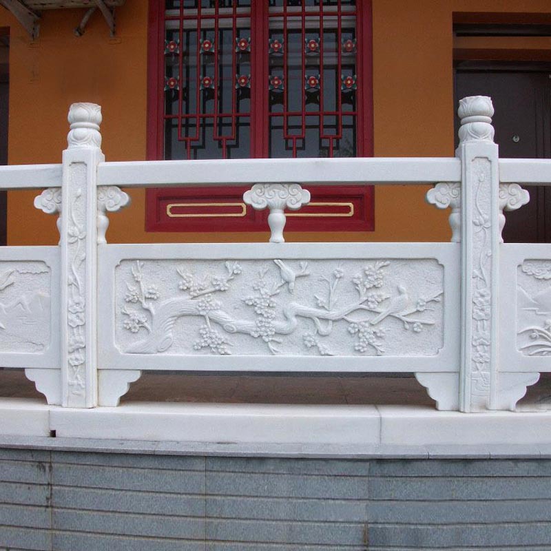 厂家供应寺庙汉白玉石栏杆 大理石二十四孝石雕栏板 河道护栏杆