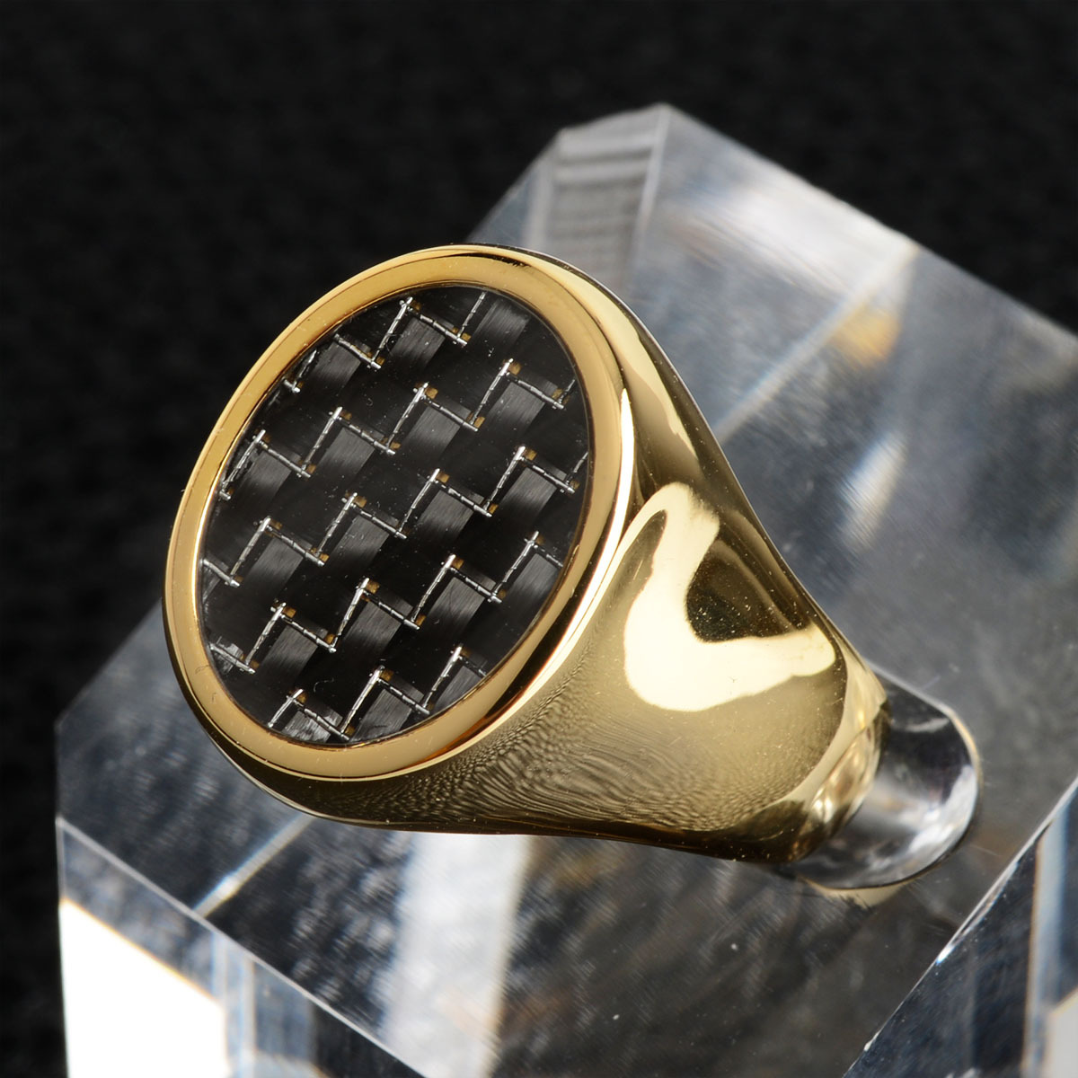 亚马逊爆款carbon钛钢男士戒指椭圆碳纤维不锈钢戒指工厂一件代发