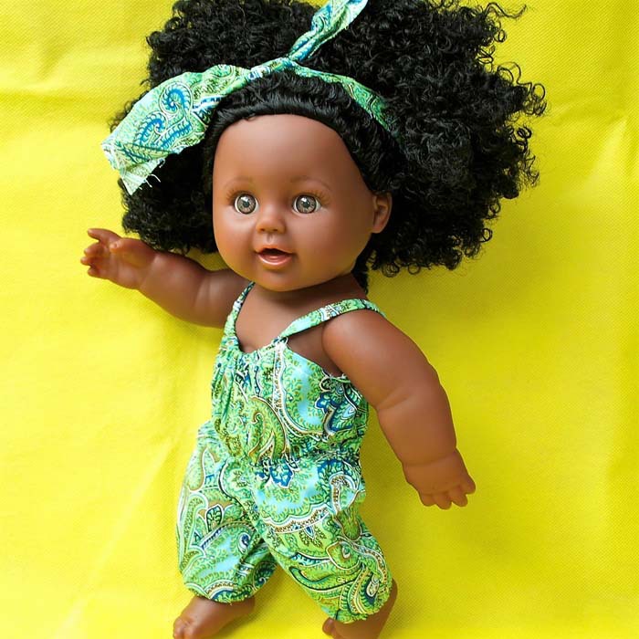 30厘米爆炸头女孩娃娃速卖通仿真娃娃非洲黑肤奈宝尼尔洋娃娃