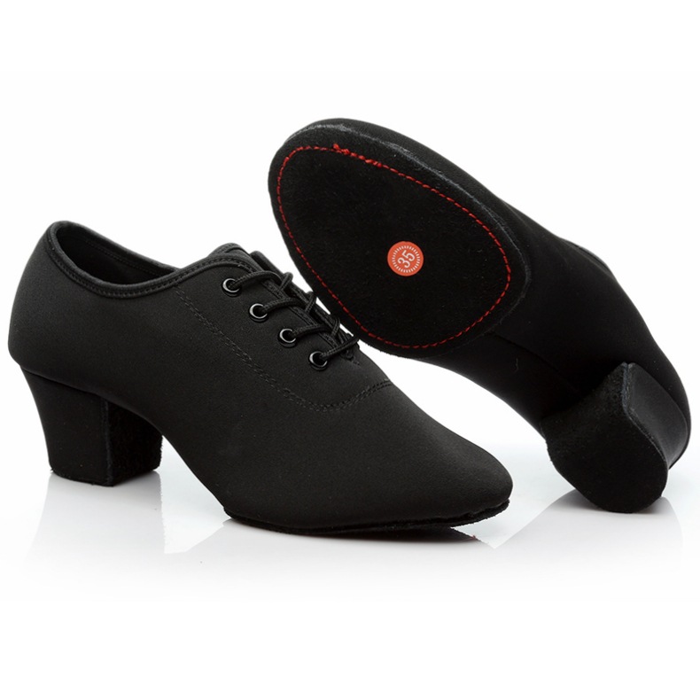 拉丁舞鞋牛津布女士黑色广场芭蕾舞鞋交谊舞蹈鞋