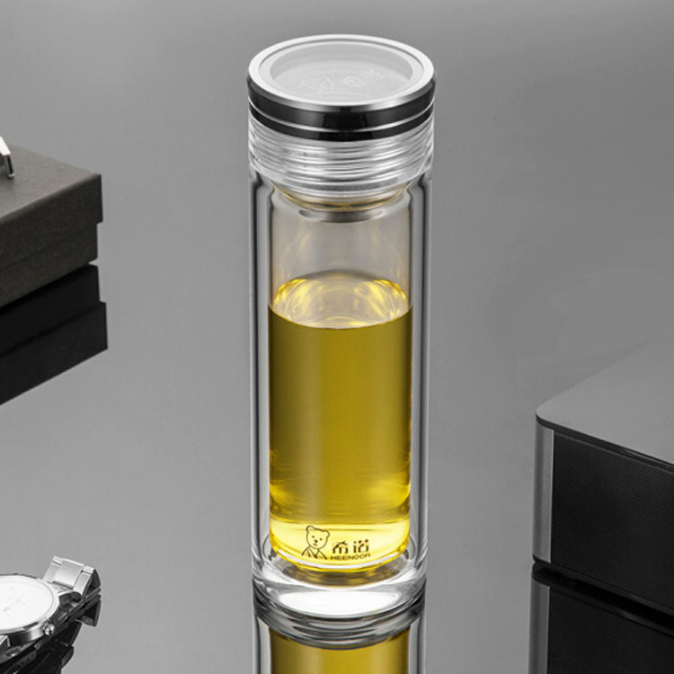 希诺玻璃杯双层高硼硅透明保温杯免费刻字单位纪念礼品杯xn7052