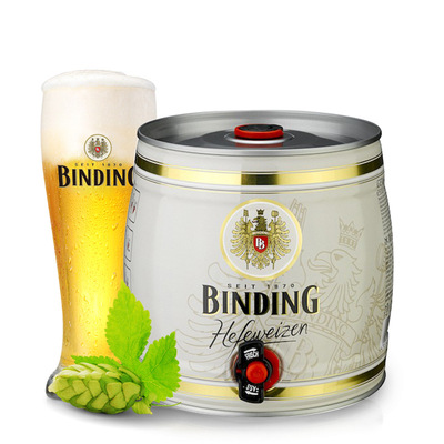 进口啤酒德国 binding 冰顶白啤酒3.1l大桶装德国白啤 精酿啤酒