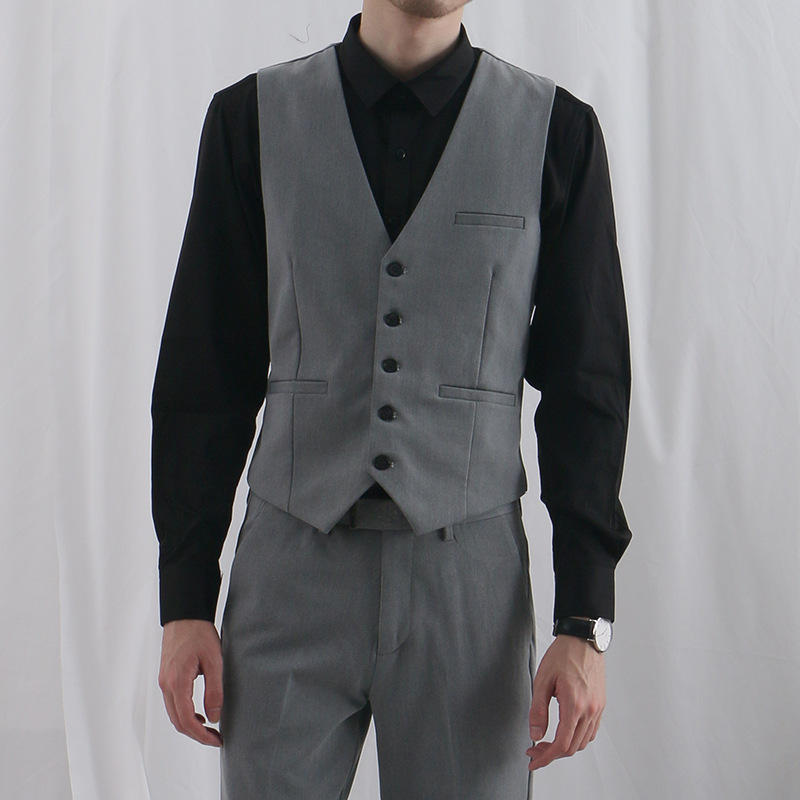 2018男式马夹修身时尚男士工作服西装马甲男伴郎职业装西服男背心