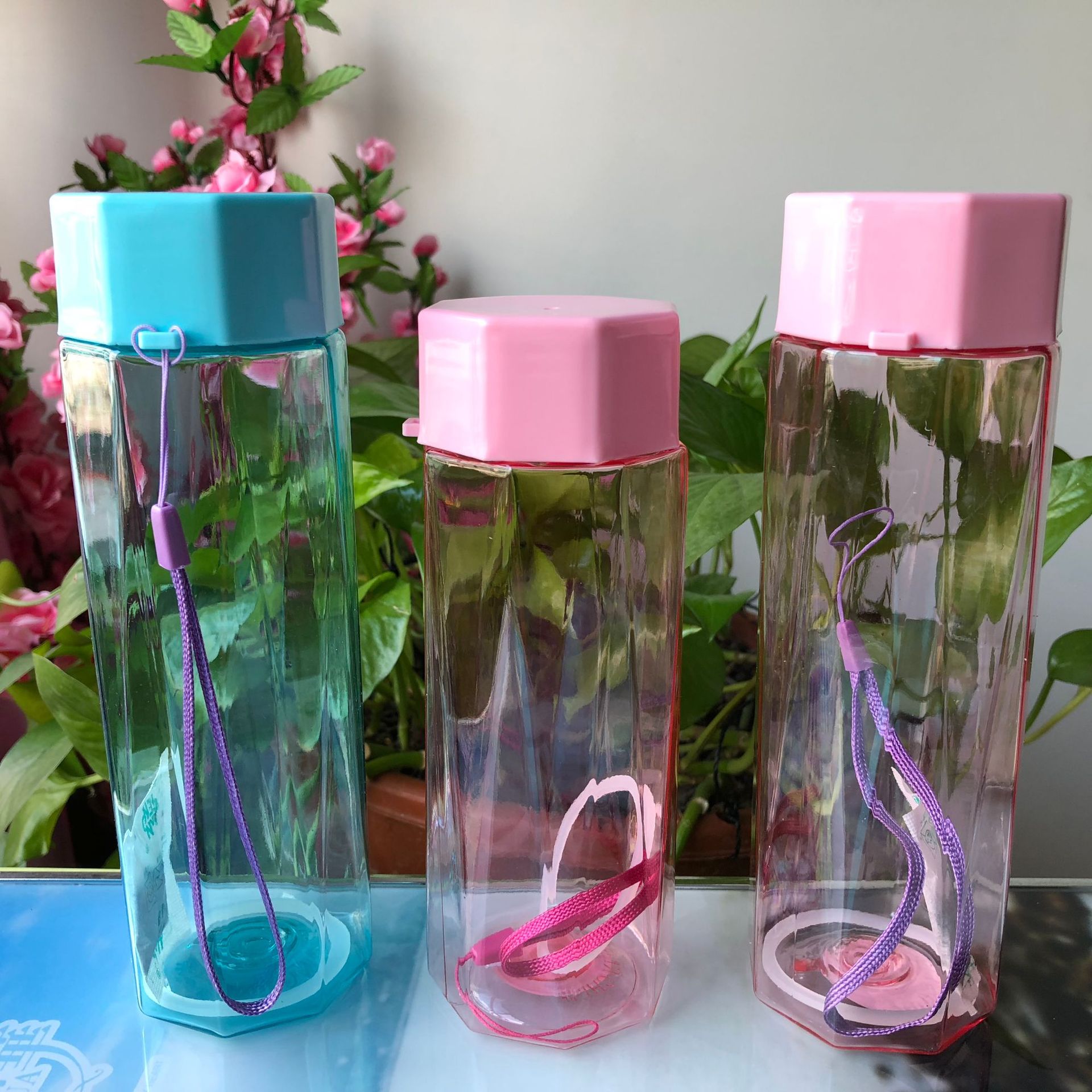 新款pc耐高温塑料杯太空杯防漏旅行杯提绳杯泡茶杯随手杯学生杯