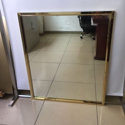 现货供应304钛金镜光不锈钢卫浴镜子 浴室化妆镜子不锈钢包边镜子