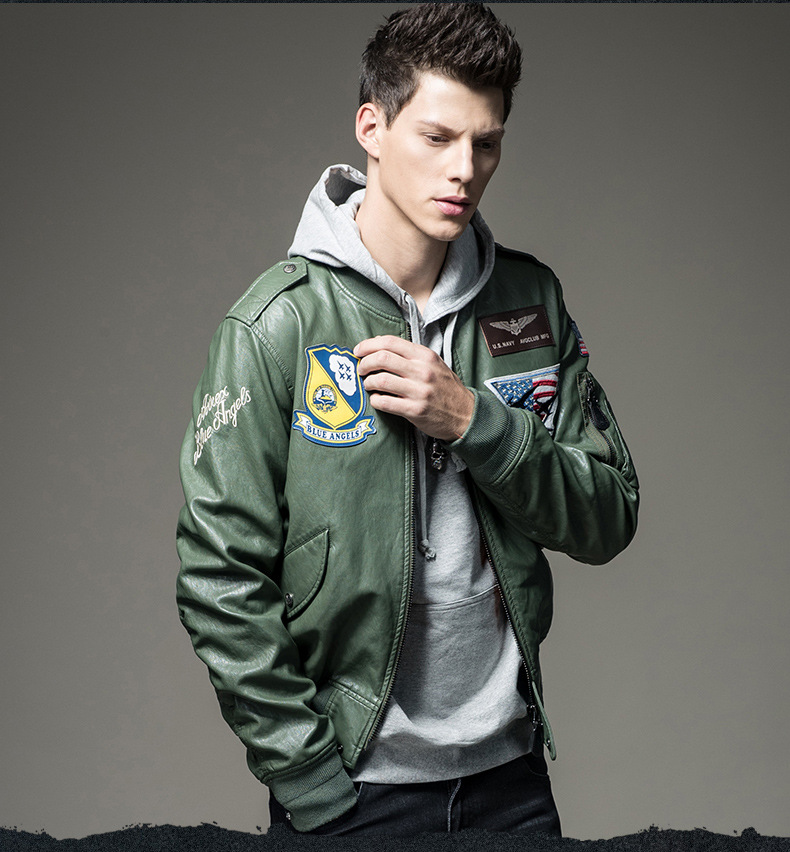 跨境外贸欧美潮牌空军飞行员夹克男机车皮衣秋冬pu皮棒球服亚马逊