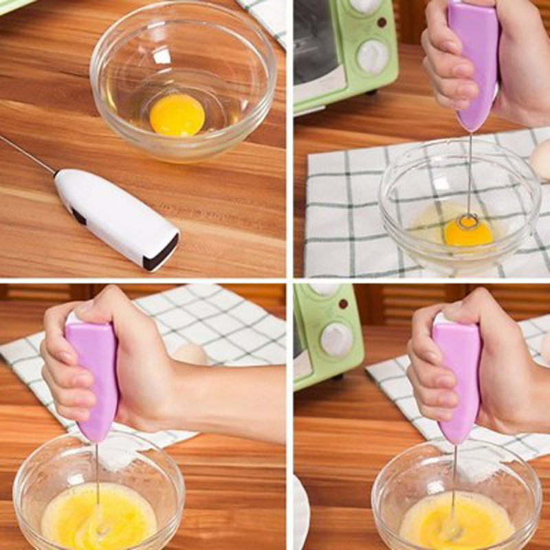 Electric Handheld Household Kitchen Egg Beater Mini Stainless Steel Egg Coffee Milk Tea Blender