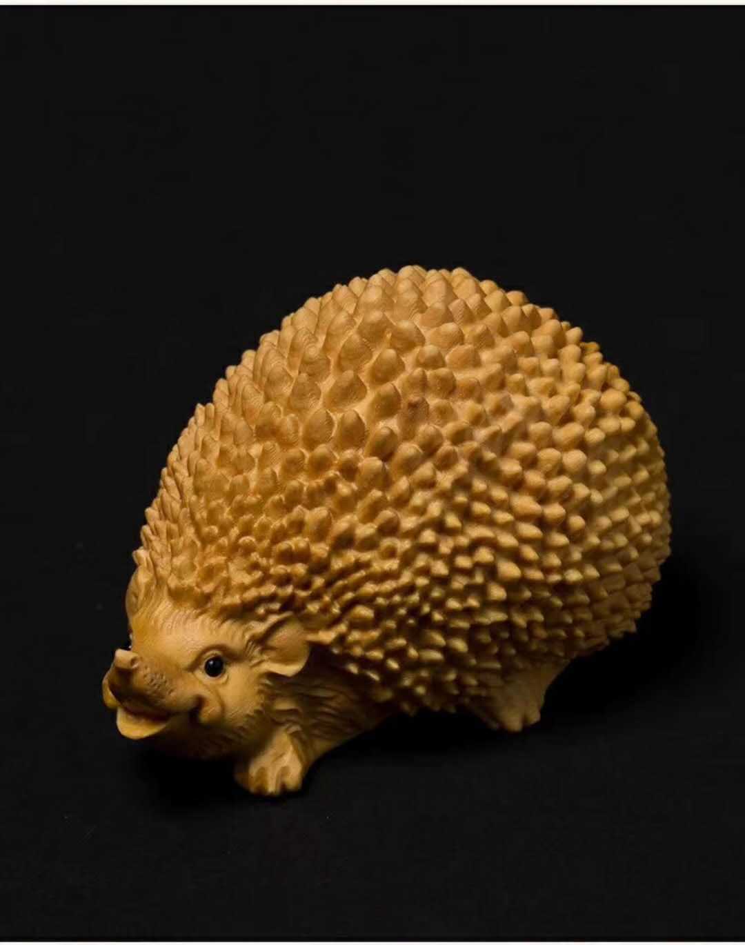 小叶黄杨木雕刻实木茶宠家居装饰摆件把玩手把件木刻刺猬礼物