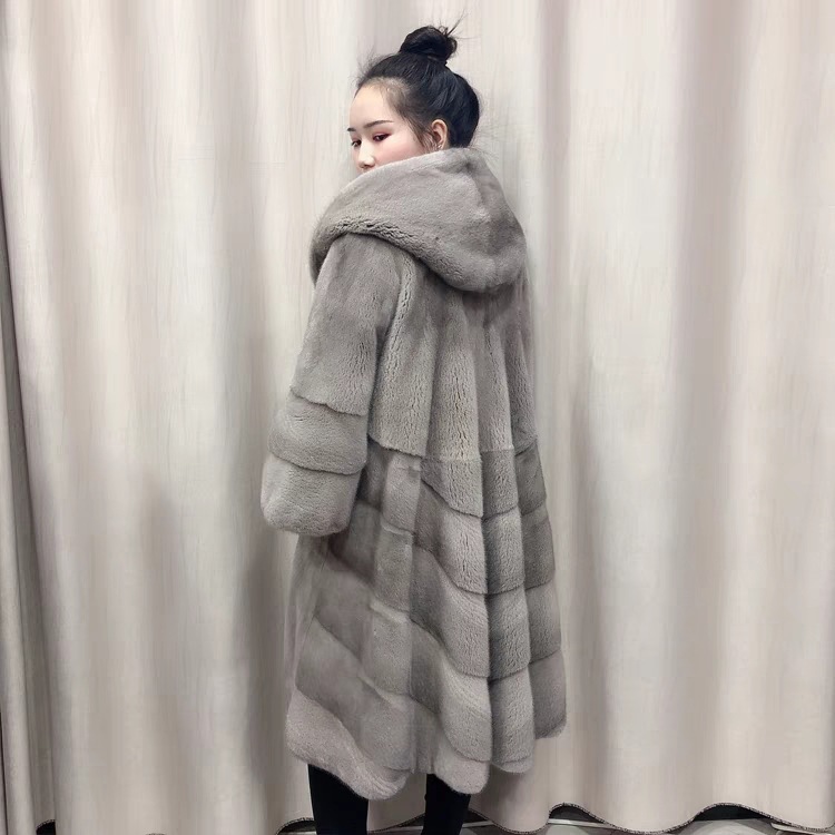 2019新款貂皮大衣女整貂天鹅绒级别银兰本色冬季睿宁皮草外套