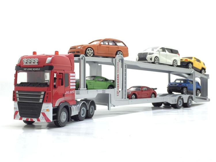 精邦合金汽车双层运输车模型轿车托运车大型轿运车拖挂平板卡车