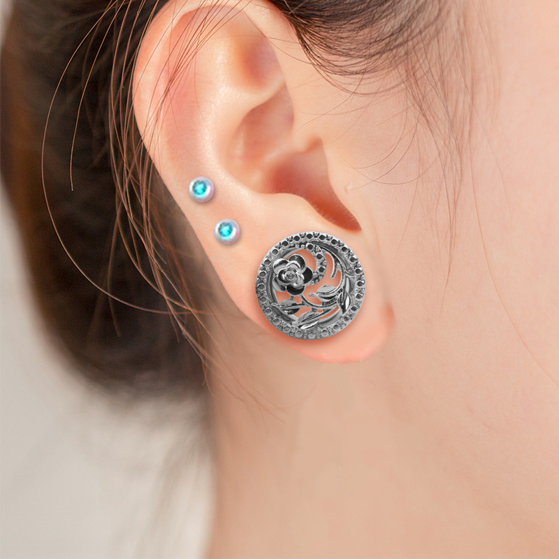 外贸热销创意花镂空不锈钢耳廓 穿刺饰品 耳扩批发