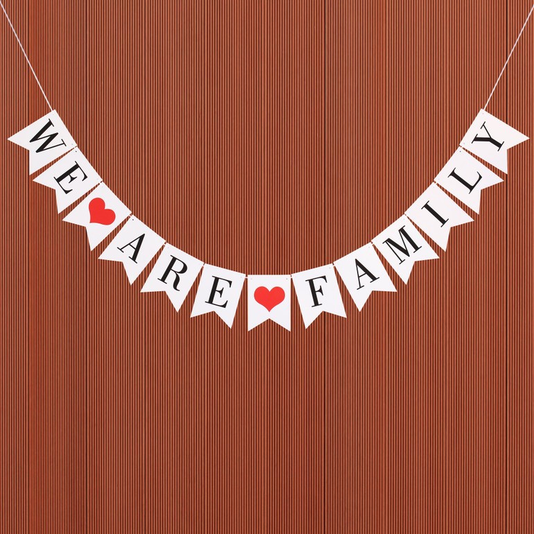 wearefamily纸拉旗横幅节日派对布置装饰字母鱼尾拉花厂家直供