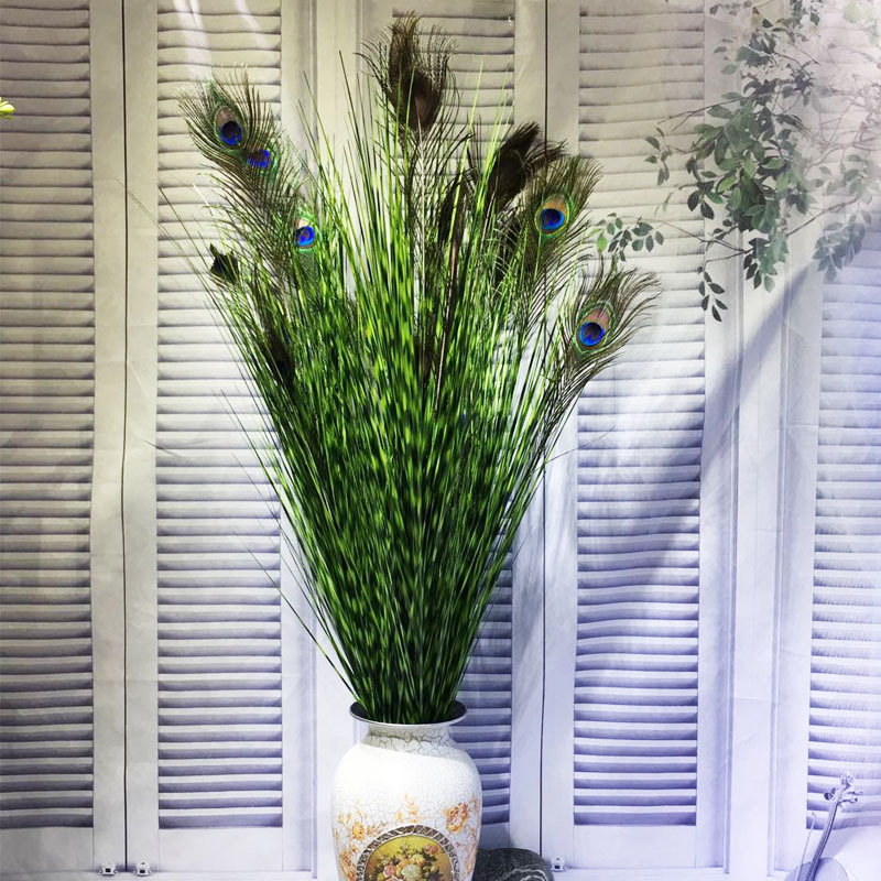 工厂批发孔雀翎喜庆年宵花风水摆设婚庆插花新年摆花假花孔雀羽毛