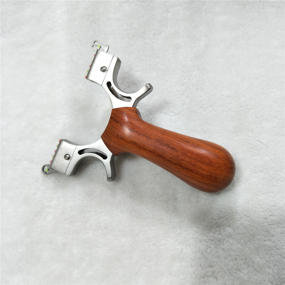 新款追龙不锈钢快压扁皮弹弓高精度实木户外竞技紫檀木弹工架专用